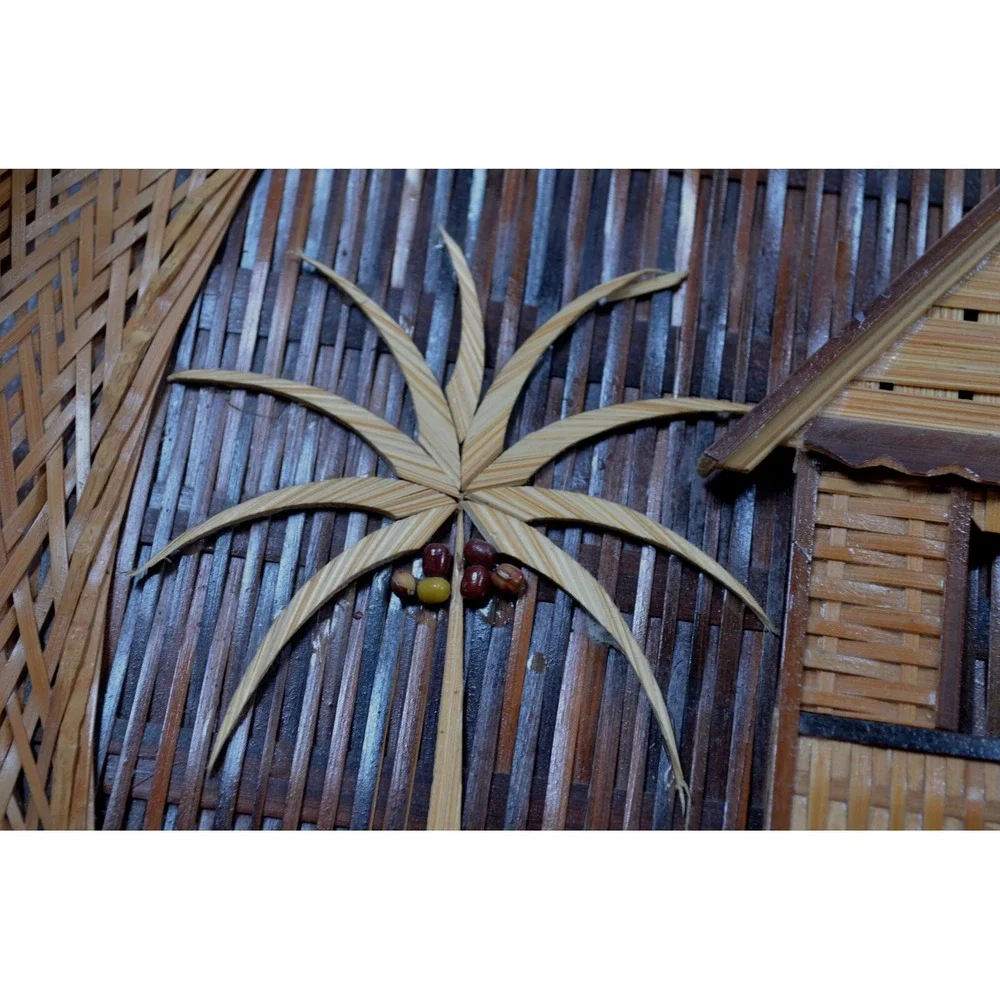VTG Hand Woven Bamboo Wicker Philippines Round‎ Hanging Wall Home Decor Lot Of 3
